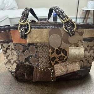 Patchwork Brown Designer Coach Tote Bag